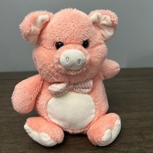 Kellytoy Piggy With Pink Striped‎ Bow Tie Plush 10"